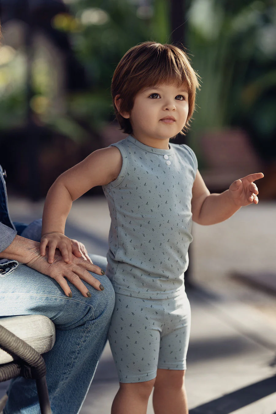 MANIERE BEBE NIÑO PIJAMA BUTTONS AND POLKADOTS AQUA