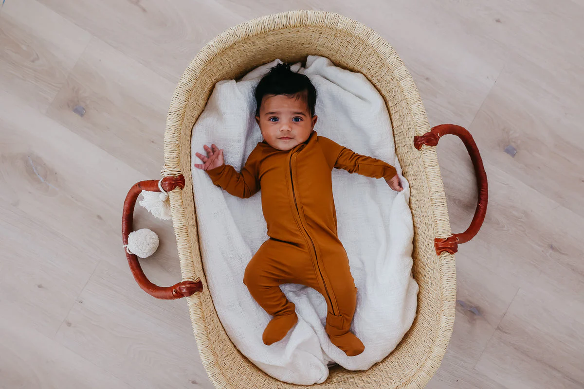 COPPER PEARL BEBE NIÑO PIJAMA CAMEL ZIP-UP