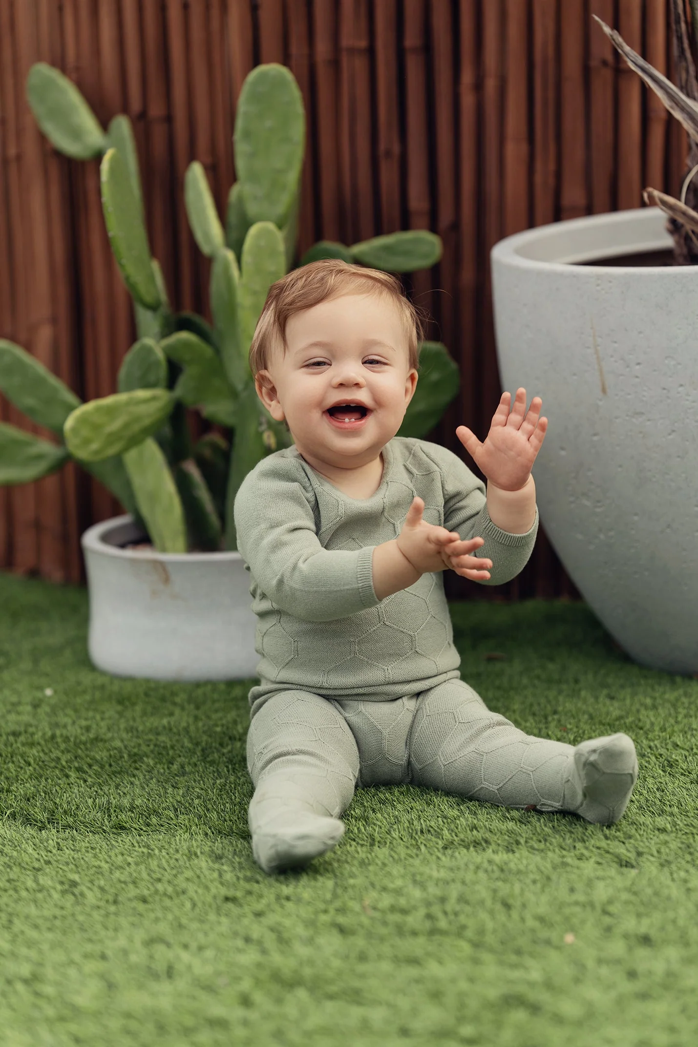 MANIERE BEBE NIÑO PIJAMA HONEYCOMB FOOTIE IVORY