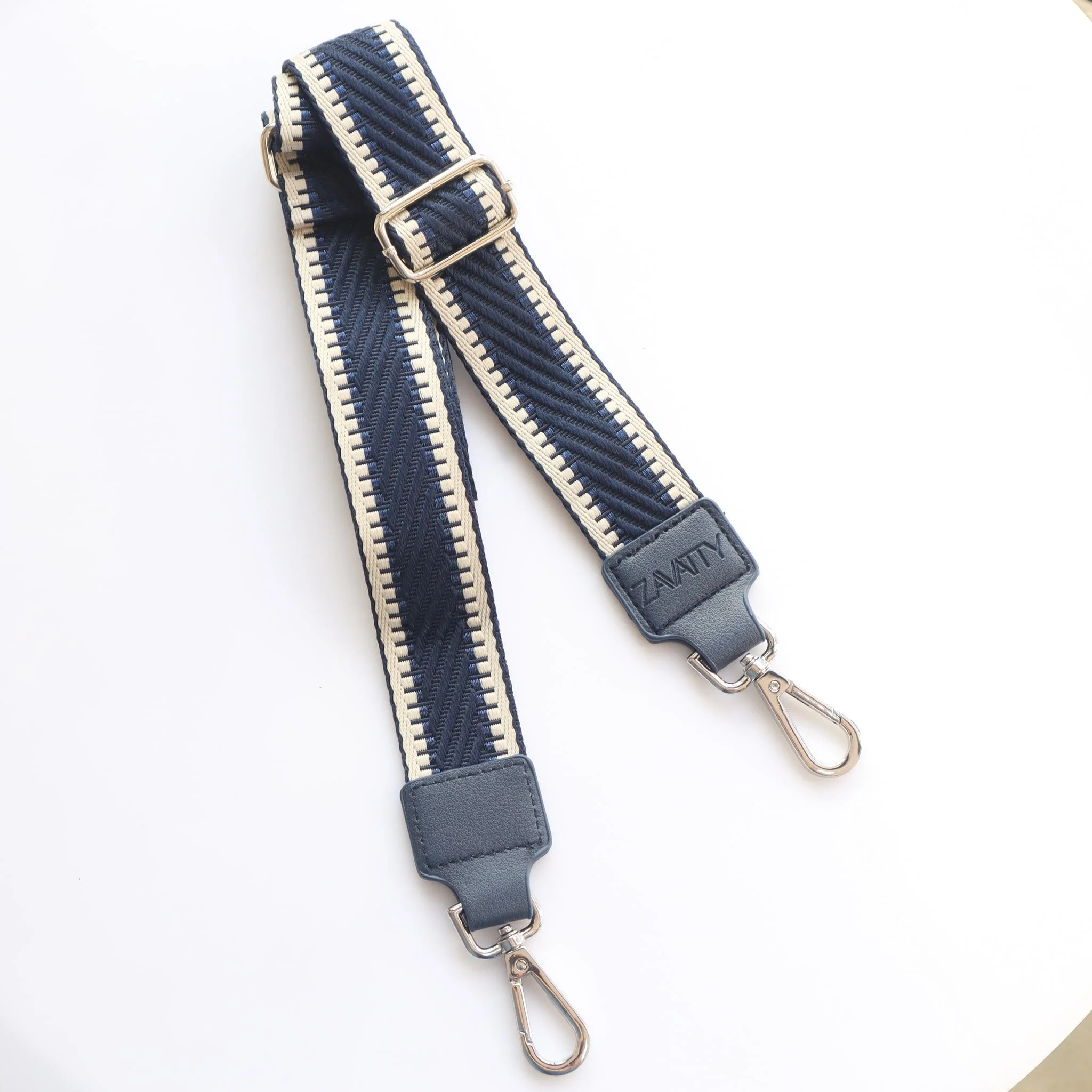 Reata para bolsos de mujer REA1 COLOR AZUL CON BEIGE BRILLANTE