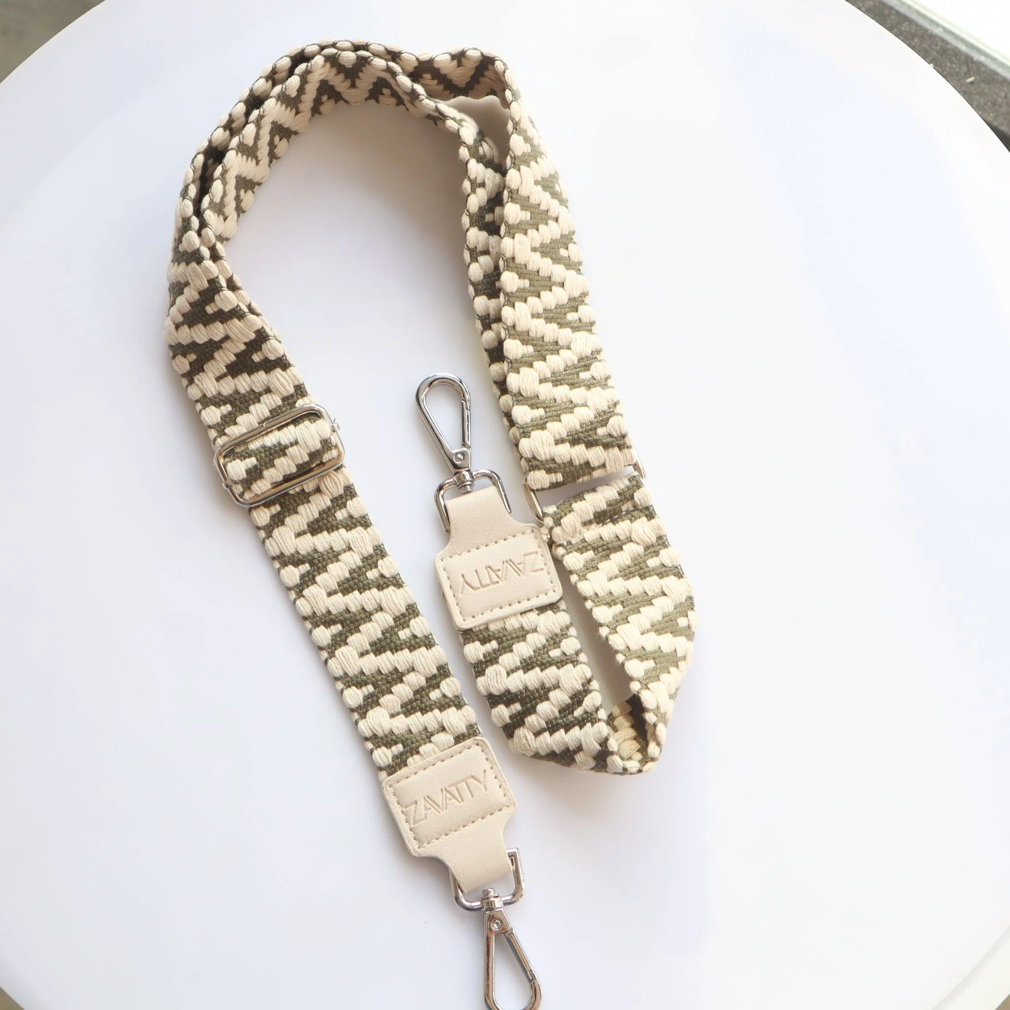 Reata para bolsos de mujer REA1 COLOR BEIGE CON VERDE